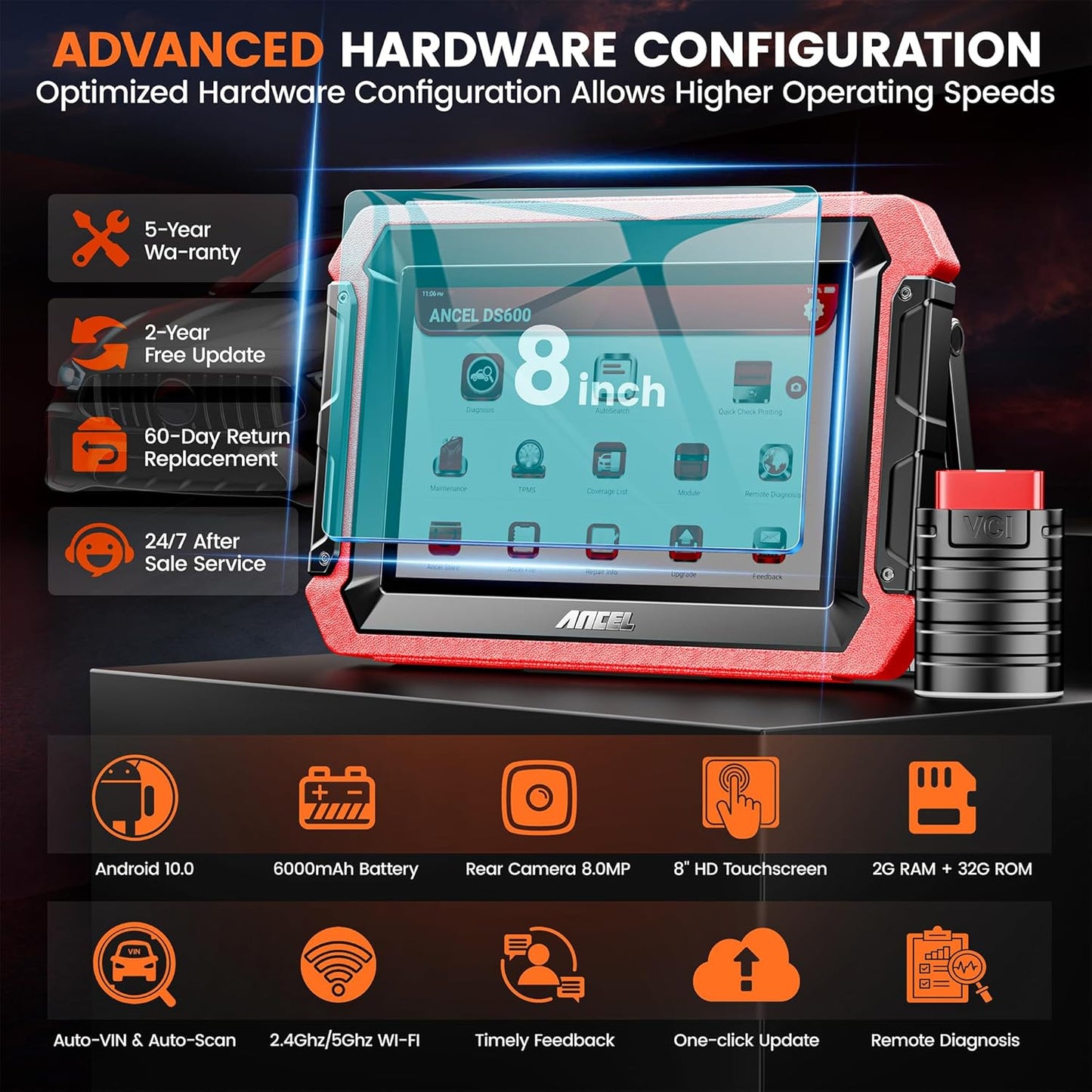 Ancel DS600 Professional All-System Bidirectional OBD2 Diagnostic Scanner