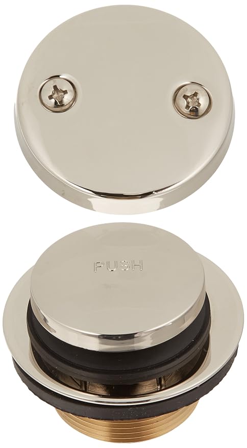 Jones Stephens B5156PS Polished Stainless Two-Hole Toe Touch Tub Drain Trim Kit