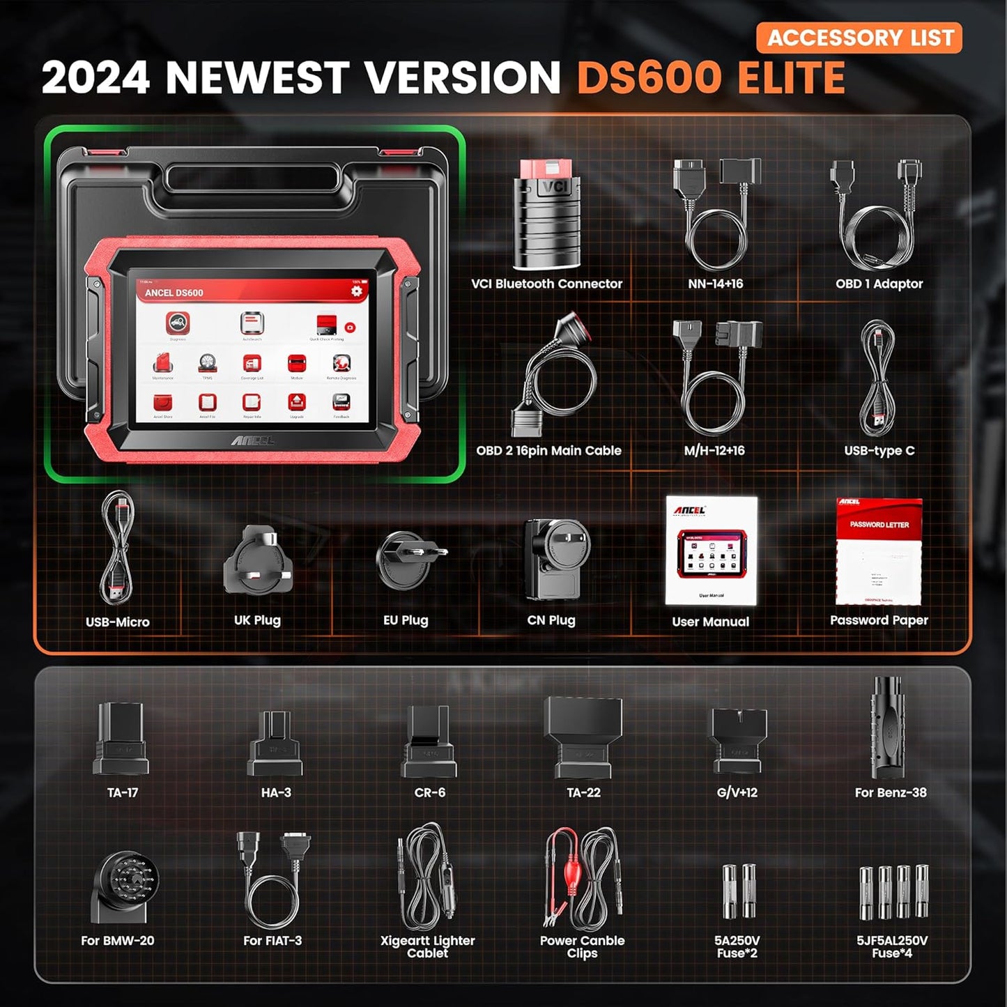 Ancel DS600 Professional All-System Bidirectional OBD2 Diagnostic Scanner