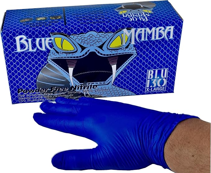 Black Mamba BLU-110 Blue Mamba Super Strong Nitrile 100 Glove Box, Medium