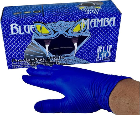 Black Mamba BLU-110 Blue Mamba Super Strong Nitrile 100 Glove Box, Medium