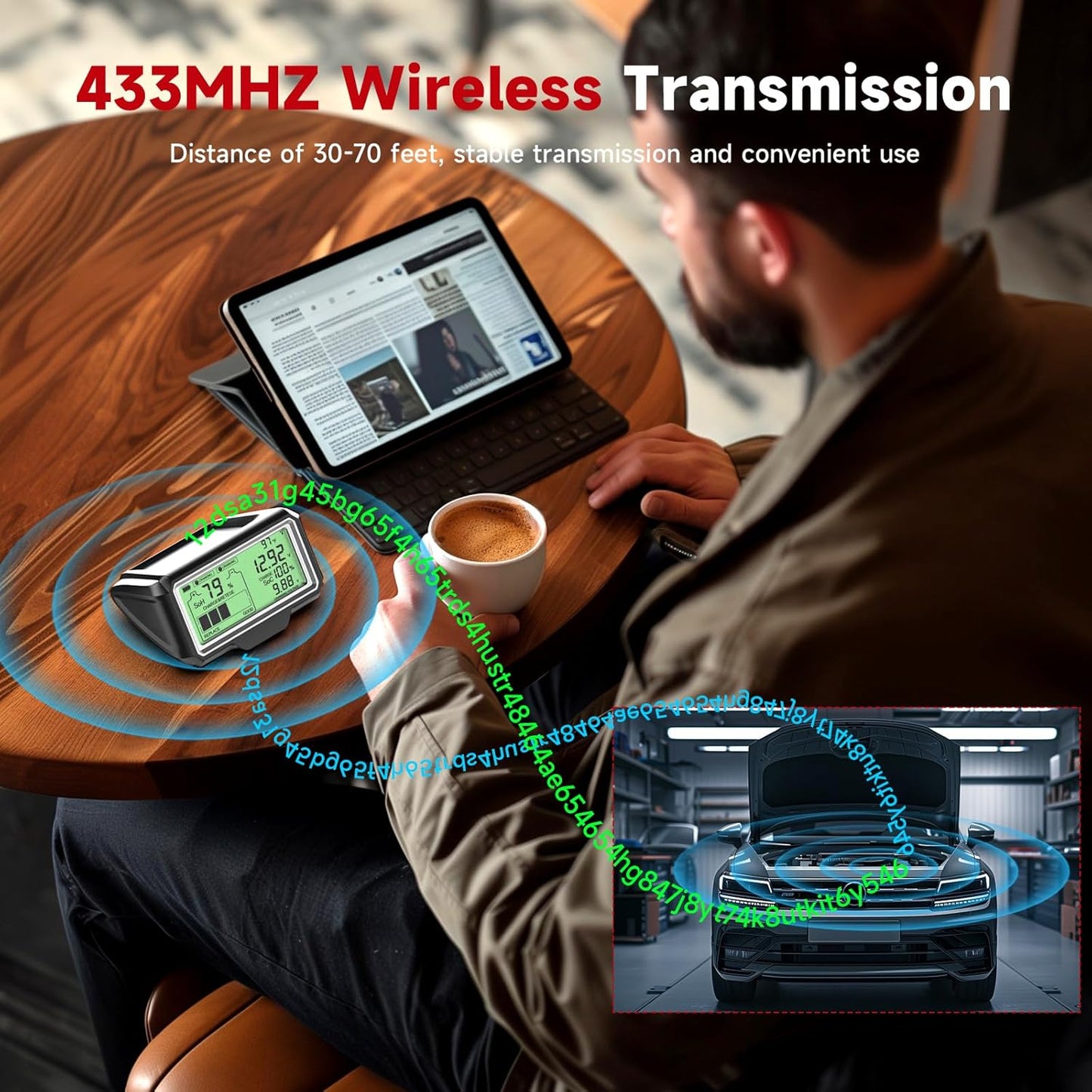 Ancel BM200 PRO 12V Battery Monitor & Tester – Wireless RF Display Battery Health, Voltage, Temperature & Cranking/Charging System Analyzer