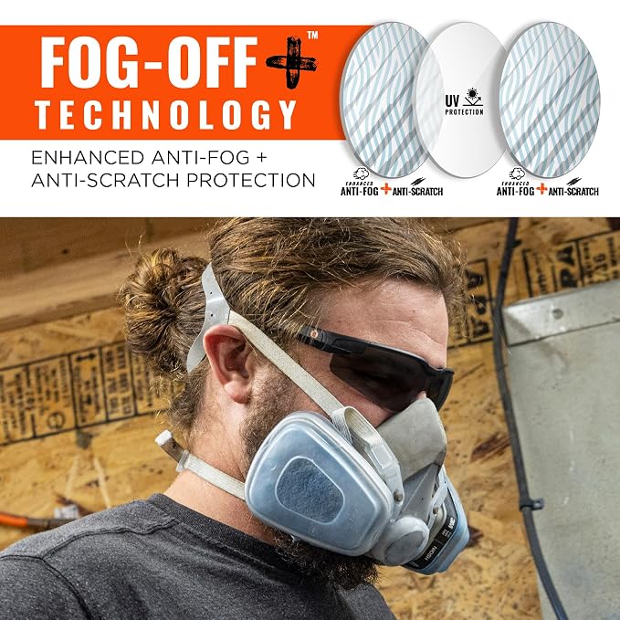 Ergodyne 50067 Skullerz DELLENGER Enhanced Anti-Fog & Scratch-Resistant Safety Glasses // Sunglasses with Adjustable Temples