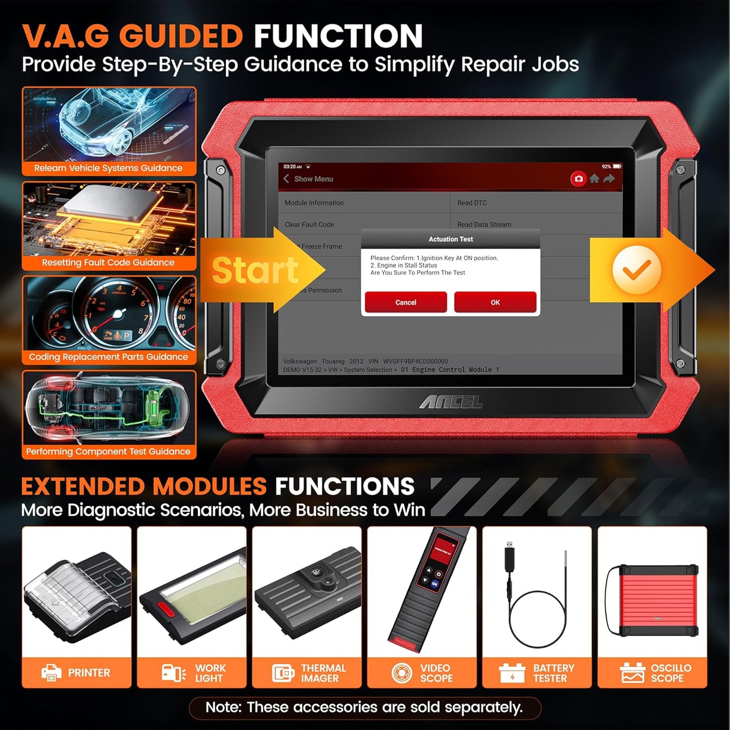 Ancel DS600 Professional All-System Bidirectional OBD2 Diagnostic Scanner