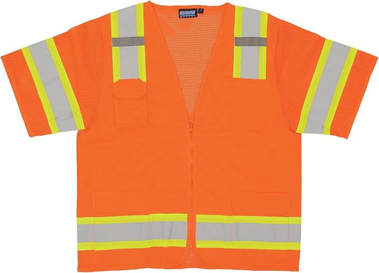 Delta Plus WEL65054HO5X S680 CL 3 Surveyor Vest, 5X, Hi Viz Orange