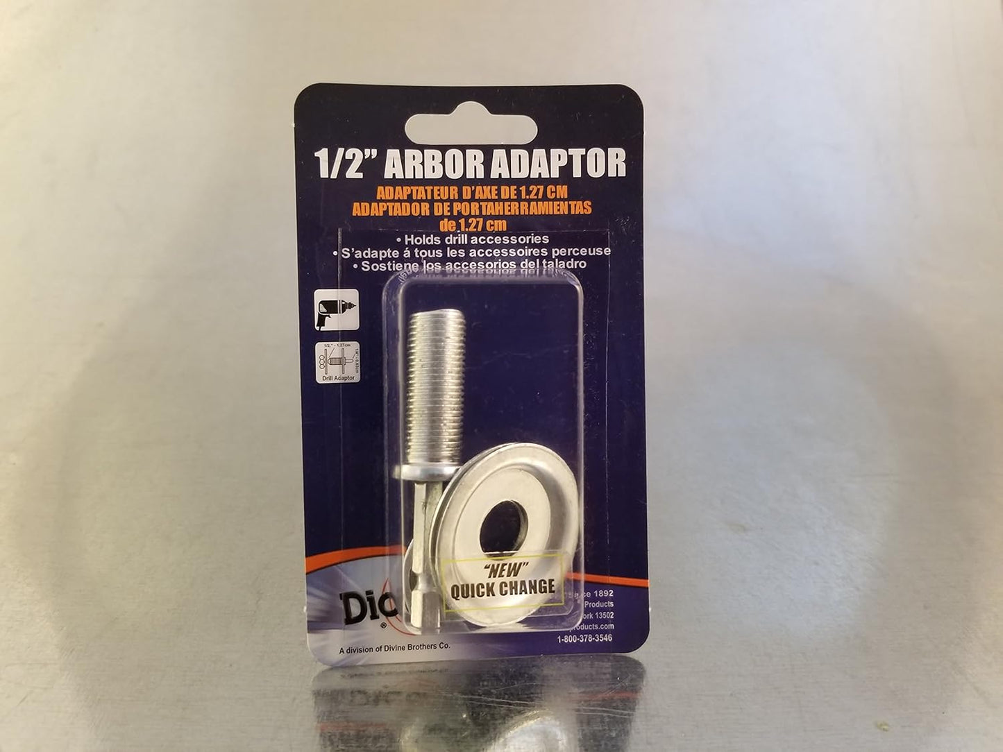 Dico 7600076 Quick Change Arbor Adapter: 1/4" Hex x 1/2"