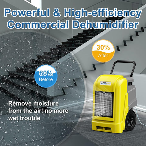 AlorAir 190 Pints Smart Wi-Fi Large Capacity Industrial Dehumidifier for Basements, Garages & Job Sites Storm Ultra - Yellow - Red