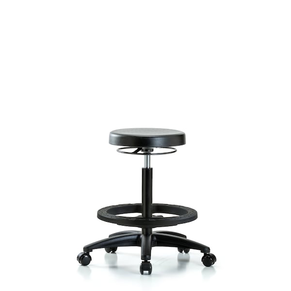 Blue Ridge Ergonomics WHBSO-RG-BF-RC Wood Stool - High Bench Height with Black Foot Ring & Casters