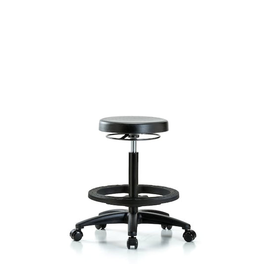 Blue Ridge Ergonomics WHBSO-RG-BF-RC Wood Stool - High Bench Height with Black Foot Ring & Casters