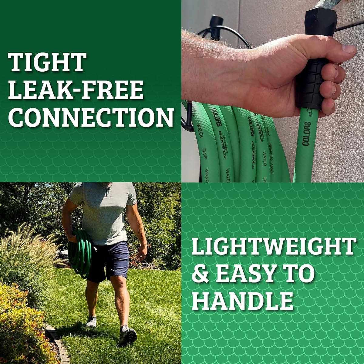 Colors HFZC505GRS-E SwivelGrip® Garden Hose, 5/8" x 5', 3/4" - 11 1/2 GHT Fittings, Forest Green