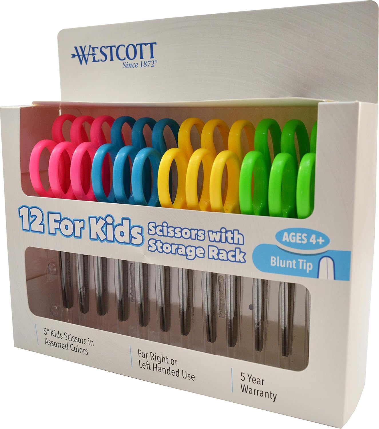 Westcott ACM14871 Kids Soft Handle Scissor Pack - 5" Overall Length - Blunted - Straight-Left/Right - Plastic, Stainless Steel - Assorted