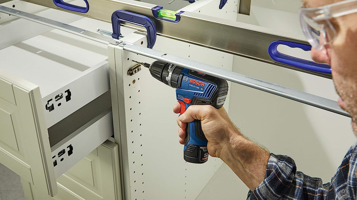 Bosch GSB12V-300B22 12V Max Brushless 3/8 In. Hammer Drill/Driver Kit With (2) 2.0 Ah Batteries