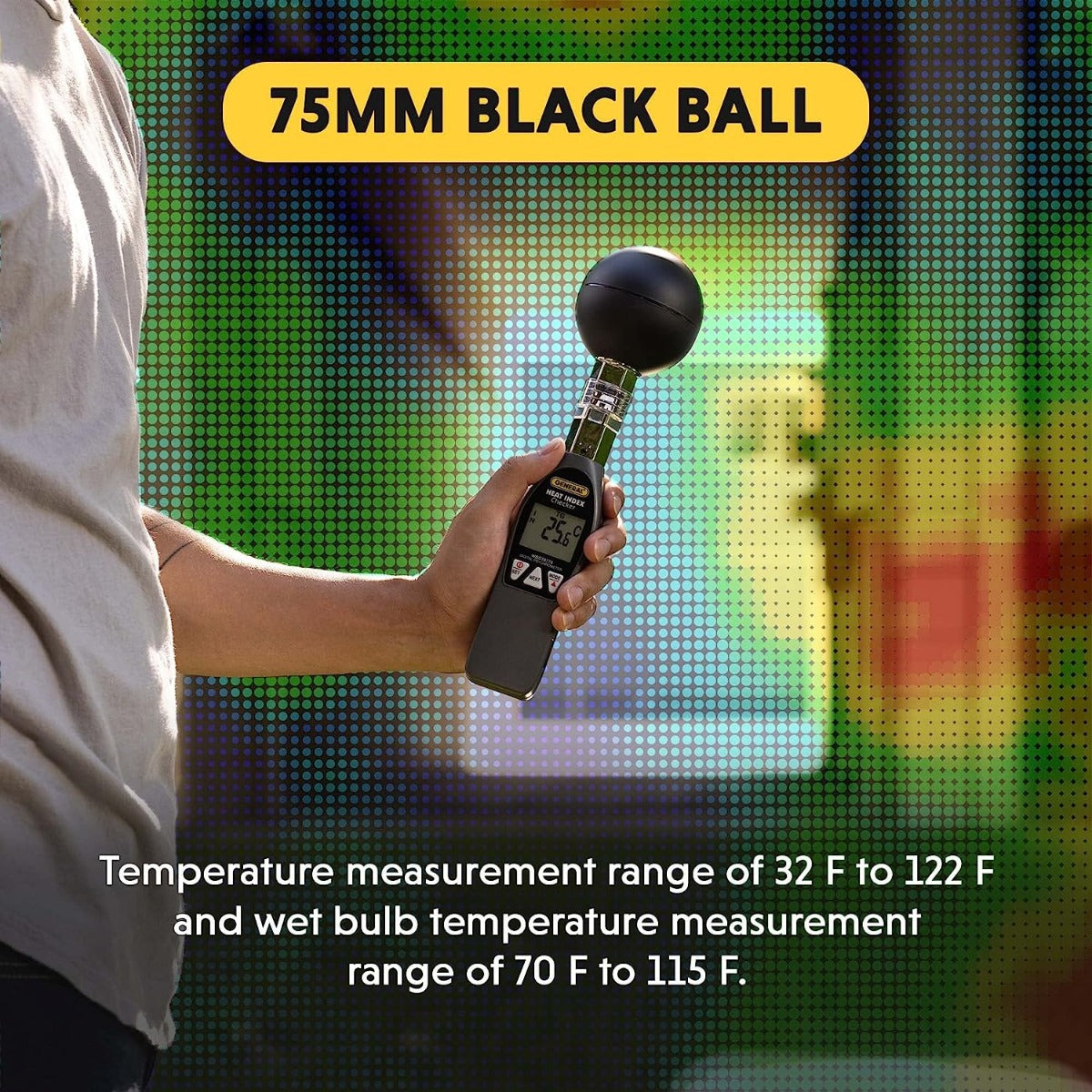 General Tools WBGT8778 Heat Index Monitor With 75 X 75Mm Brass Black Ball