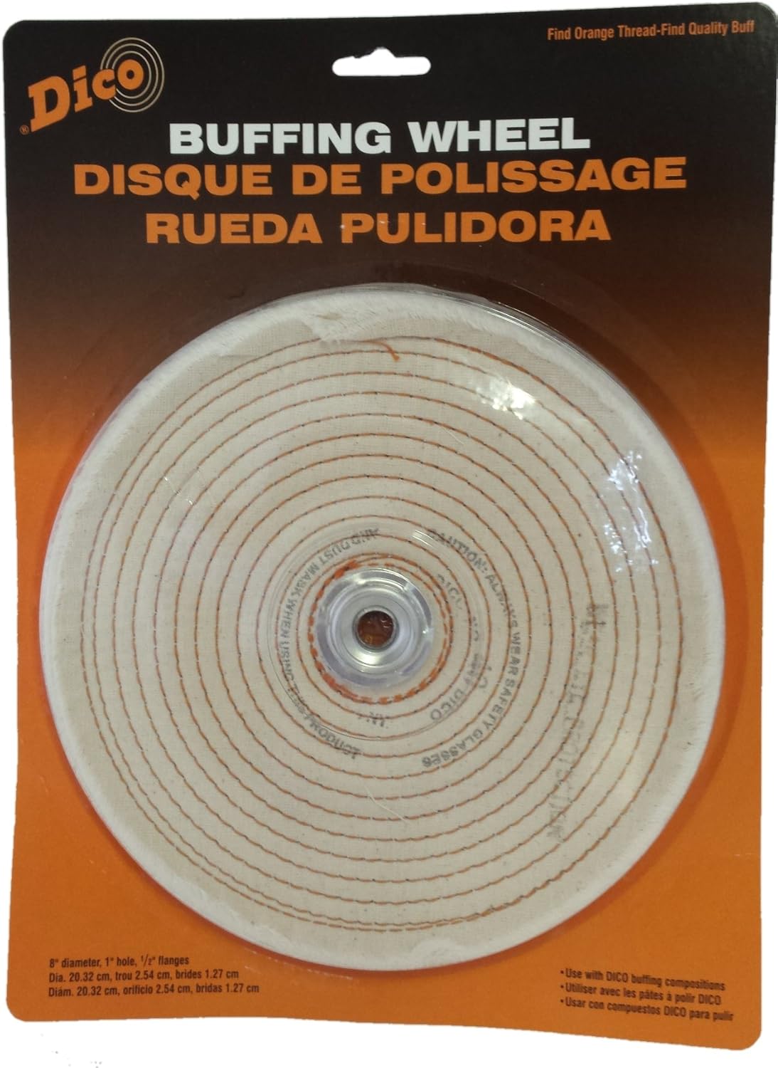 Dico 527-40-8 Buffing Wheel 8" Diameter 1/2 Thick Spiral
