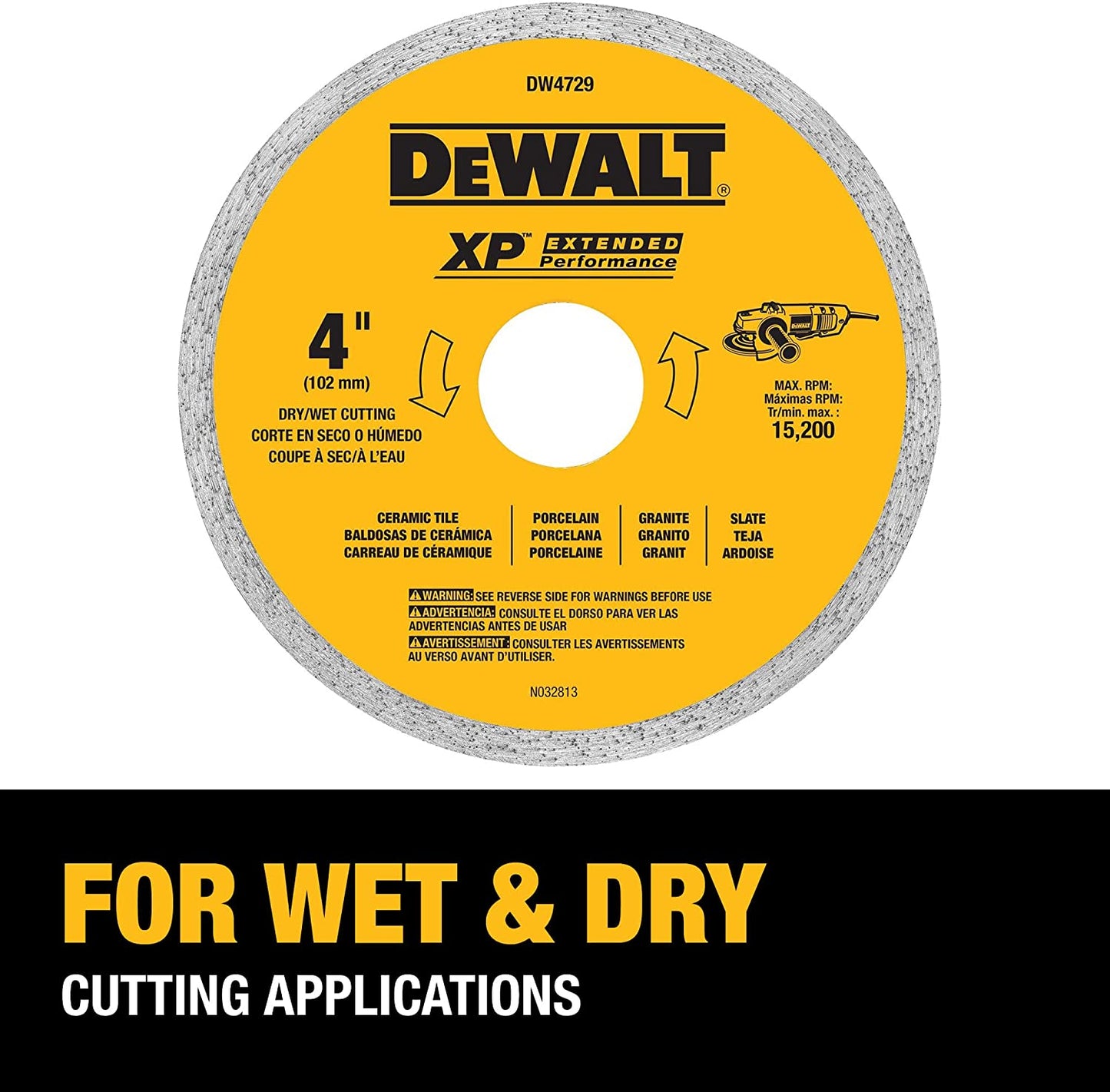 Dewalt DW4729 4" X .060" Ceramic Tile Blade Wet/Dry