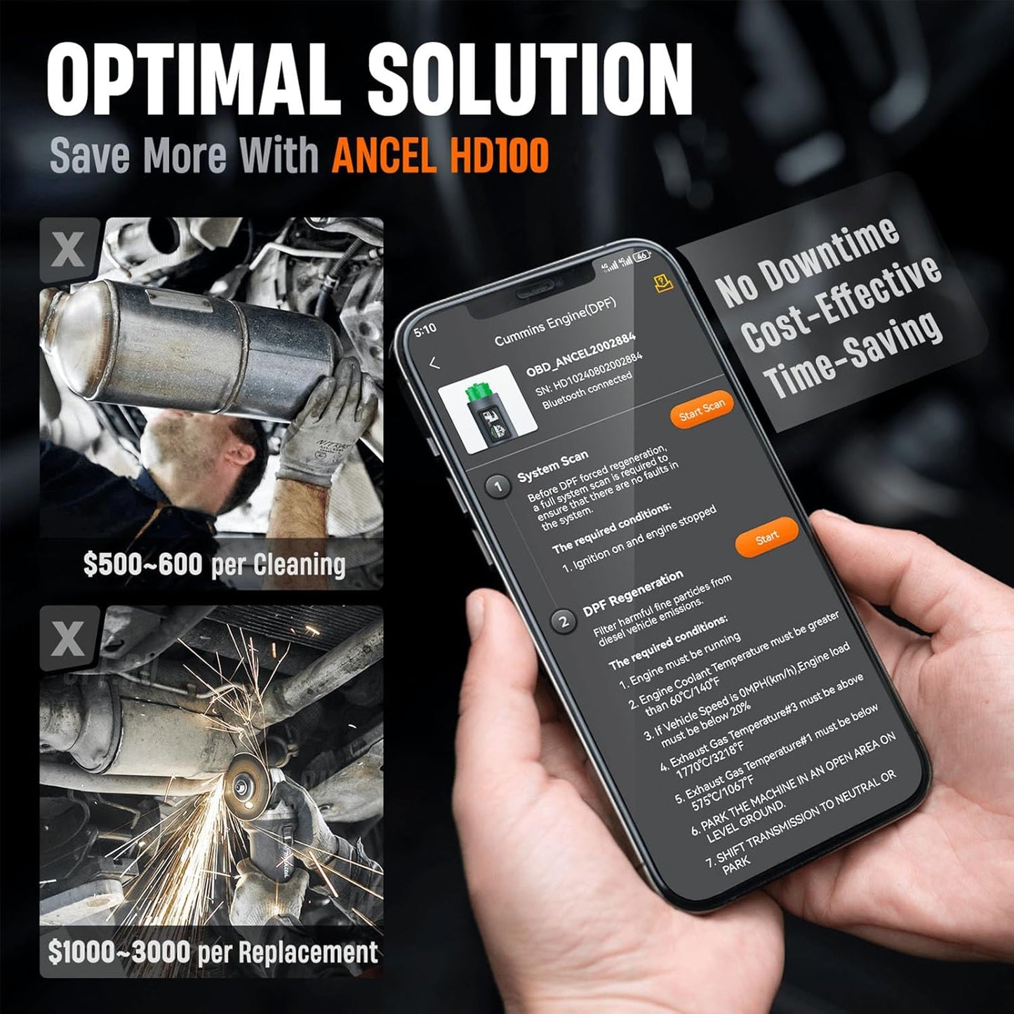 Ancel HD100 Bluetooth Heavy Duty Truck & OBD2 Diagnostic Scanner