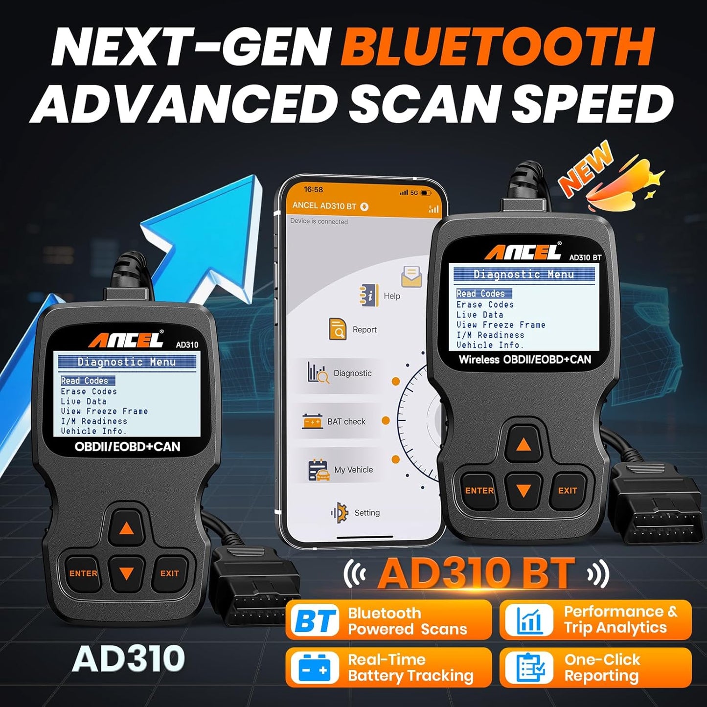 Ancel AD310 Bluetooth OBD2 Scanner & Diagnostic Code Reader