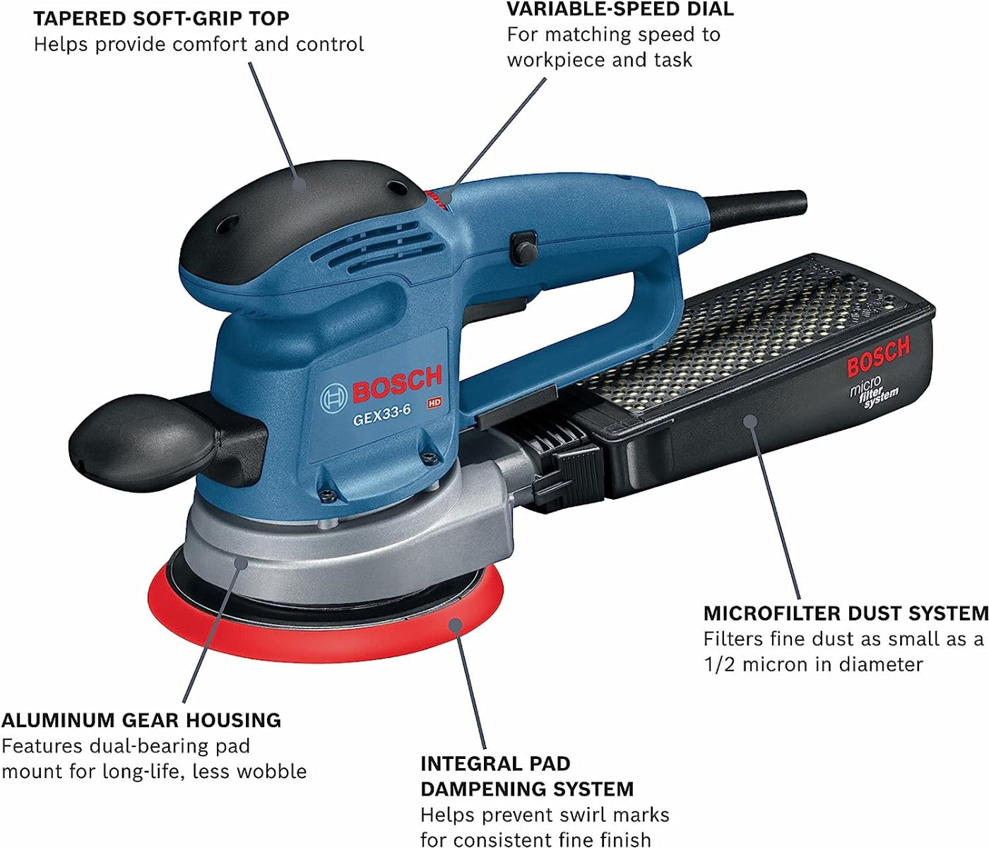 Bosch GEX33-6N 120V 6" Ro Sander/Polisher