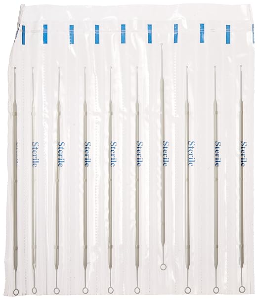 Globe Scientific 2850 Inoculation Loop Rigid 10uL & 1uL with Calibration Certificate STERILE White Individually Wrapped