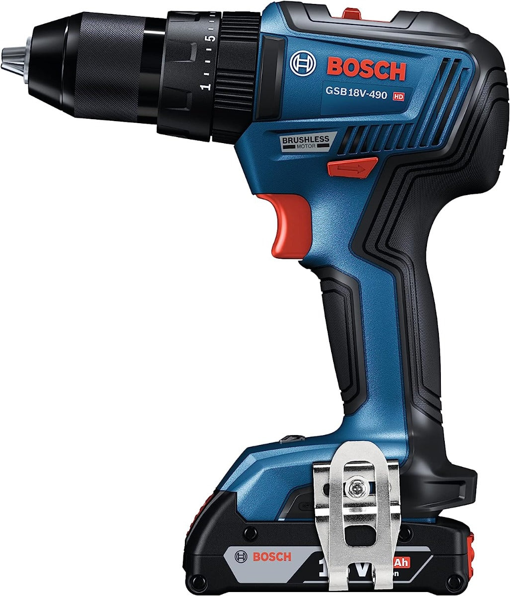 Bosch GSB18V-490B12 18V Ec Brushless 1/2 In. Hammer Drill/Driver Kit With (1) 2.0 Ah Slimpack Battery