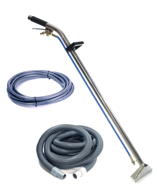 Sandia 80-8009-A - 12" Stainless Steel Single Bend 1-Jet Wand W/ 15Ft Vacuum And Solution Hoses