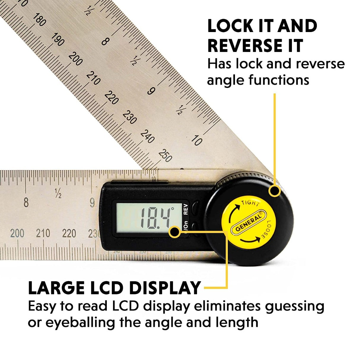 General Tools 823 Angle-Izer® Digital Angle Finder, 10 In.