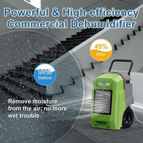 AlorAir 180 PPD Smart Wi-Fi Industrial Dehumidifier with Pump for Basements, Garages, and Job Sites Storm Pro - Green