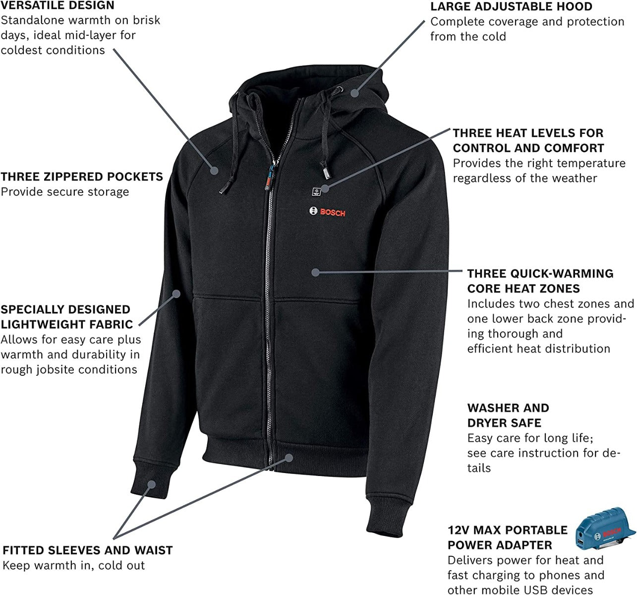 Bosch GHH12V-20SN12 12V Small Heated Hoodie