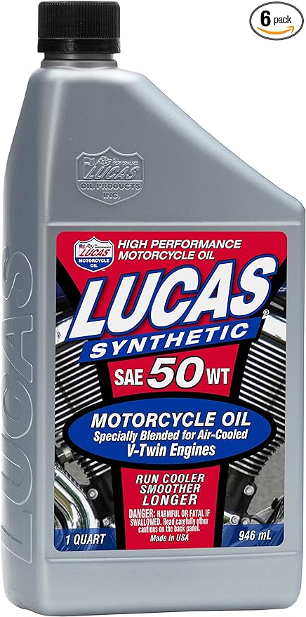 Lucas Oil 10765 Synthetic SAE 50 wt. Motorcycle V-Twin Oil/Quart