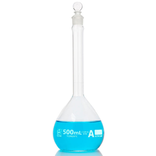 Globe Scientific 8200050 Flask Volumetric Globe Glass 50mL Class A To Contain (TC) ASTM E288 6/Box