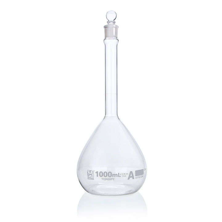 Globe Scientific 8200250 Flask Volumetric Globe Glass 250mL Class A To Contain (TC) ASTM E288 6/Box