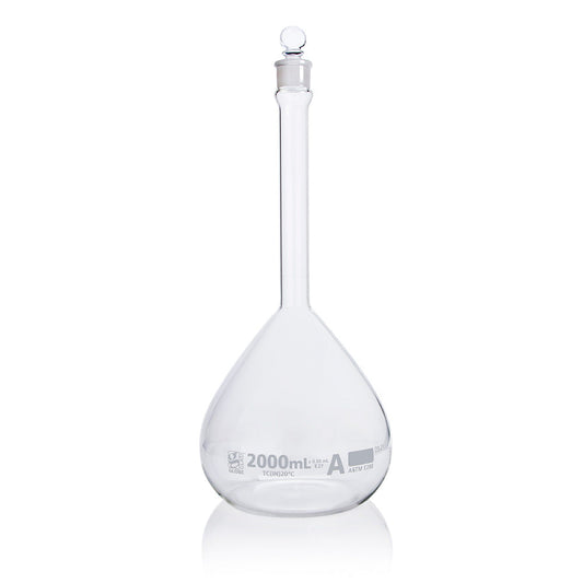 Globe Scientific 8202000 Flask Volumetric Globe Glass 2000mL Class A To Contain (TC) ASTM E288 1/Box
