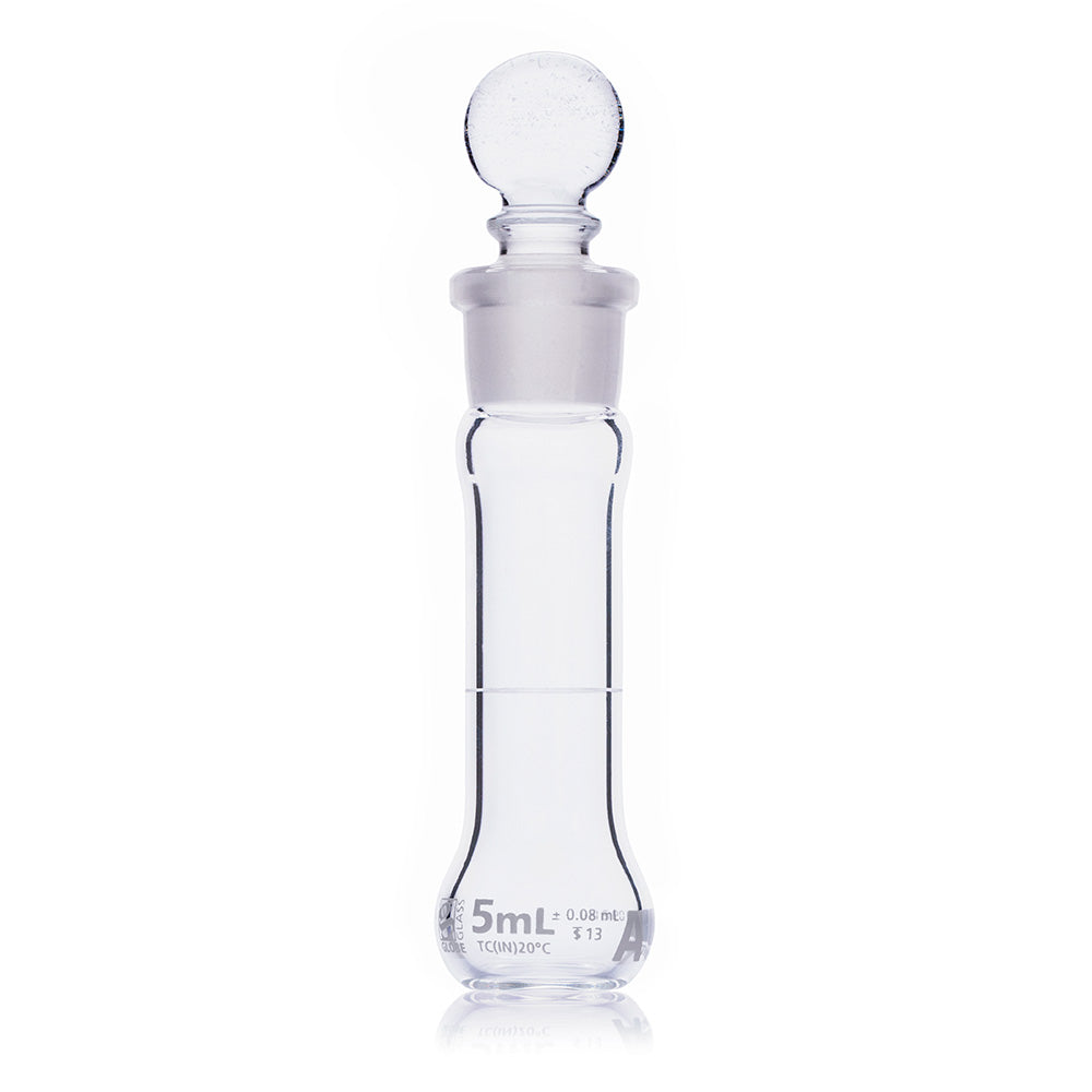 Globe Scientific 8230005 Flask Volumetric Wide Mouth Globe Glass 5mL Class A To Contain (TC) ASTM E288 6/Box