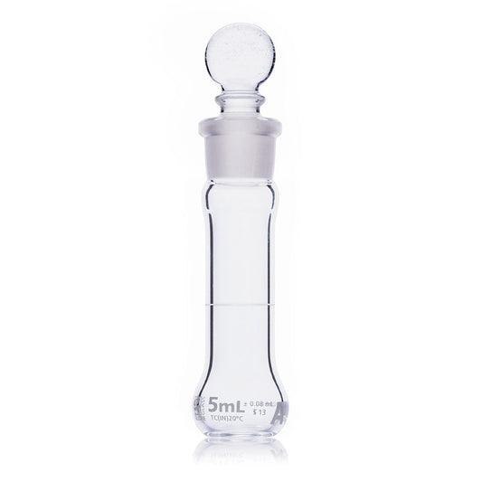 Globe Scientific 8230005 Flask Volumetric Wide Mouth Globe Glass 5mL Class A To Contain (TC) ASTM E288 6/Box