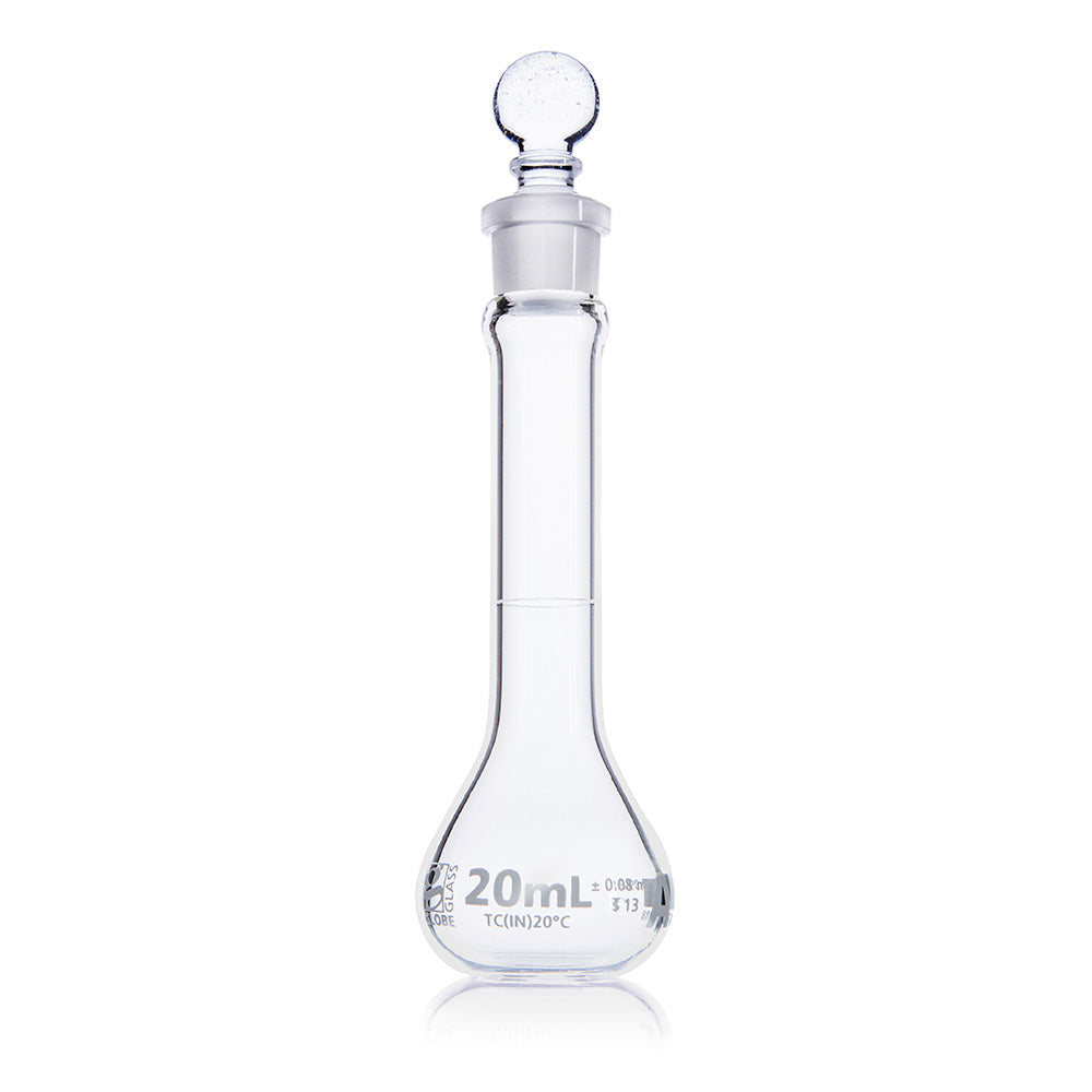 Globe Scientific 8230200 Flask Volumetric Wide Mouth Globe Glass 200mL Class A To Contain (TC) ASTM E288 6/Box