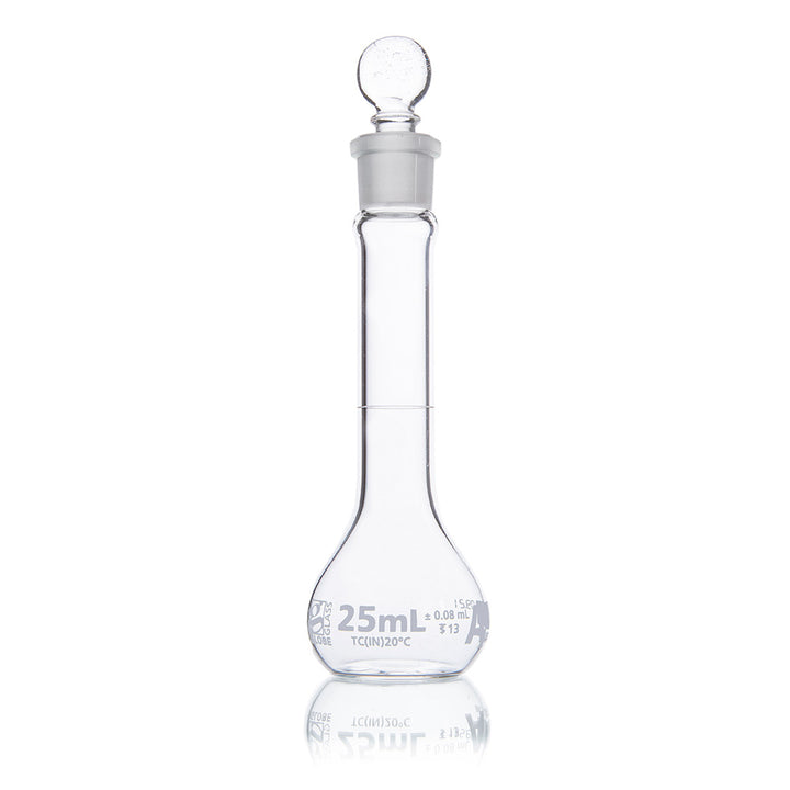 Globe Scientific 8230020 Flask Volumetric Wide Mouth Globe Glass 20mL Class A To Contain (TC) ASTM E288 6/Box