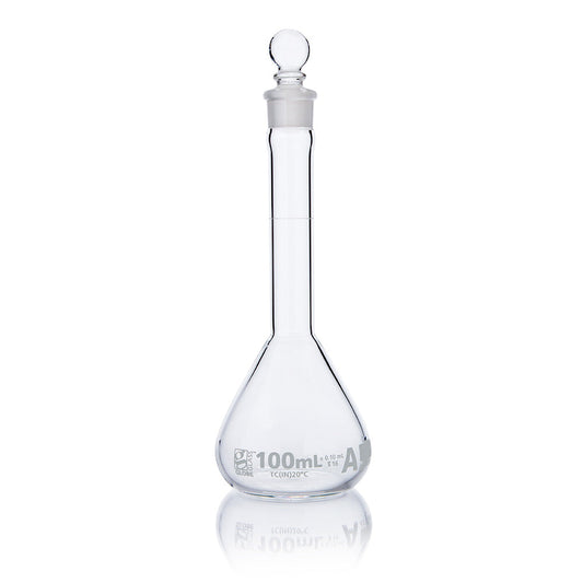Globe Scientific 8230100 Flask Volumetric Wide Mouth Globe Glass 100mL Class A To Contain (TC) ASTM E288 6/Box