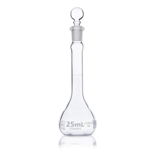 Globe Scientific 8250025 Flask Volumetric Globe Glass 25mL Class B To Contain (TC) ASTME288 6/Box