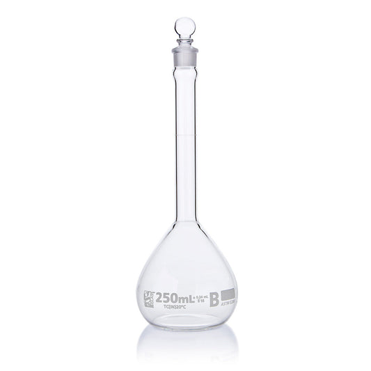 Globe Scientific 8250250 Flask Volumetric Globe Glass 250mL Class B To Contain (TC) ASTME288 6/Box