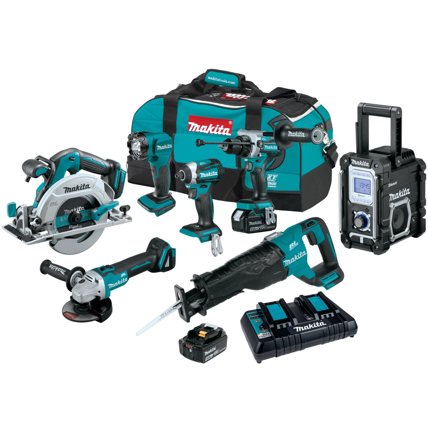 Makita XT707PT 18V LXT® Lithium‘Ion Brushless Cordless 7‘Pc. Combo Kit (5.0Ah)