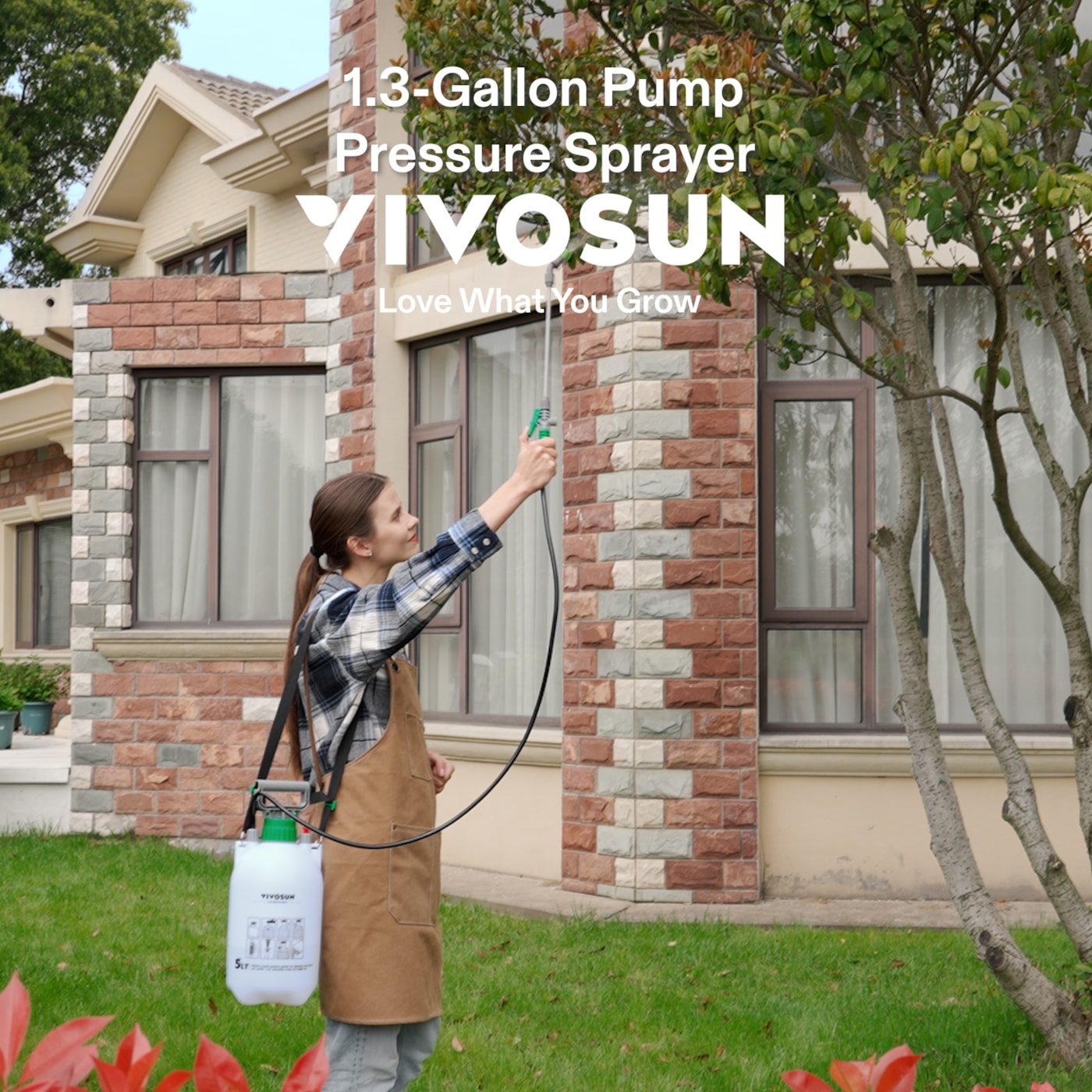 Vivosun 1 Gallon Pressure Sprayer 3 Water Nozzles with Adjustable Shoulder Strap