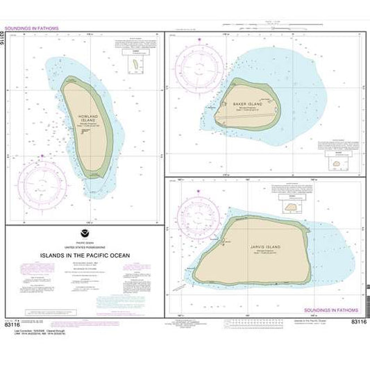 Paradise Clay NO_83116 HISTORICAL NOAA Chart Islands in the Pacific Ocean-Jarvis: Bake and Howland Islands