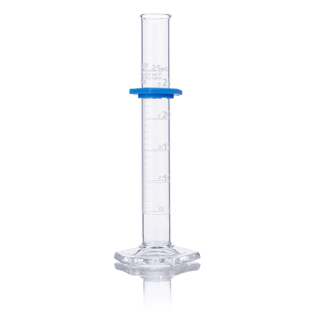 Globe Scientific 8330025 Cylinder Graduated Globe Glass 25mL Class B To Deliver (TD) Dual Grads ASTM E1272 4/Box