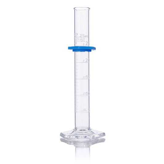 Globe Scientific 8330025 Cylinder Graduated Globe Glass 25mL Class B To Deliver (TD) Dual Grads ASTM E1272 4/Box