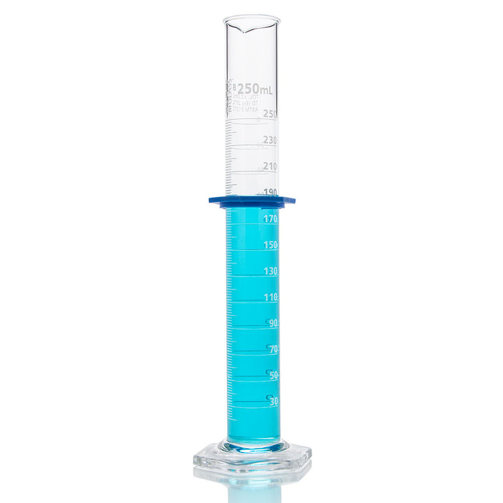 Globe Scientific 8330050 Cylinder Graduated Globe Glass 50mL Class B To Deliver (TD) Dual Grads ASTM E1272 4/Box
