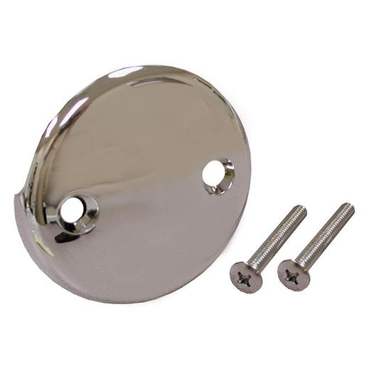 Jones Stephens T05013 Chrome Plated Two-Hole Overflow Plate with Screws