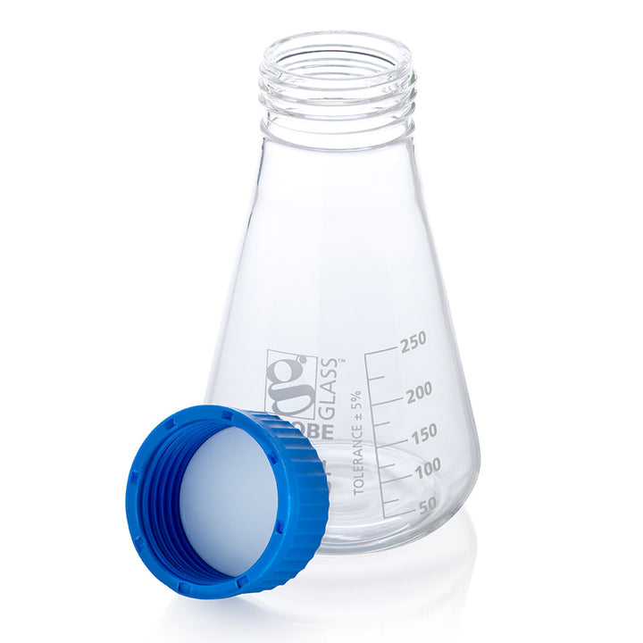 Globe Scientific 8421000 Flask Erlenmeyer Globe Glass 1000mL Screw Cap Dual Graduations ASTM E1404 4/Box