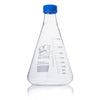 Globe Scientific 8422000 Flask Erlenmeyer Globe Glass 2000mL Screw Cap Dual Graduations ASTM E1404 1/Box