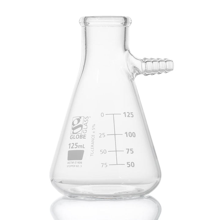 Globe Scientific 8450125 Flask Filter Globe Glass 125mL Dual Graduations ASTM E1406 6/Box