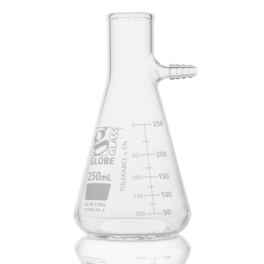 Globe Scientific 8450250 Flask Filter Globe Glass 250mL Dual Graduations ASTM E1406 6/Box